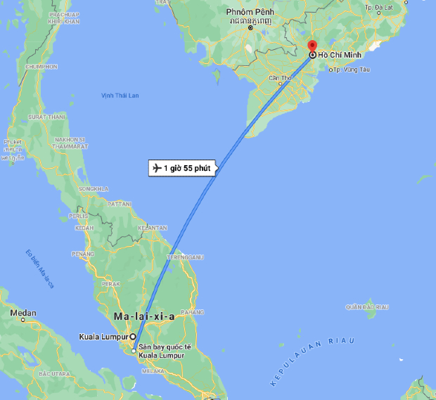 Thời gian bay từ Việt Nam sang Malaysia mất bao lâu